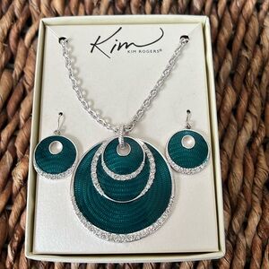 Kim Rogers Silver and Teal Necklace Set